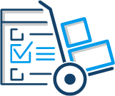 Icon of an inventory putaway symbol with a checklist ticked off