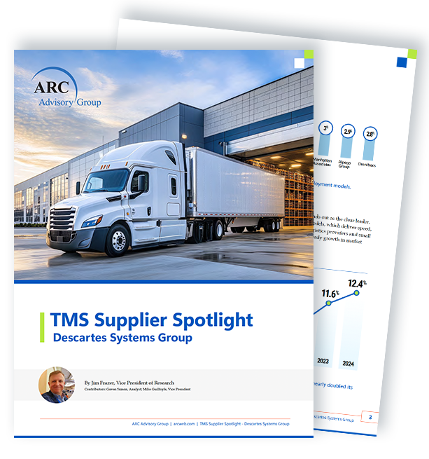 The cover page of the ARC Advsory Group's 2025 Transportation Management Global Report