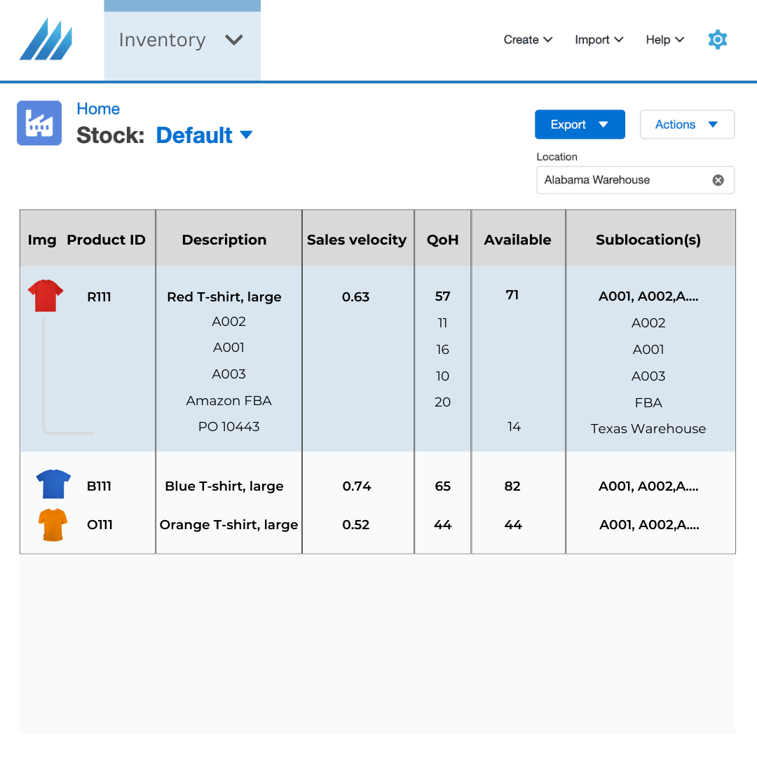 An in-product screenshot of the Descartes Finale inventory management system (IMS).