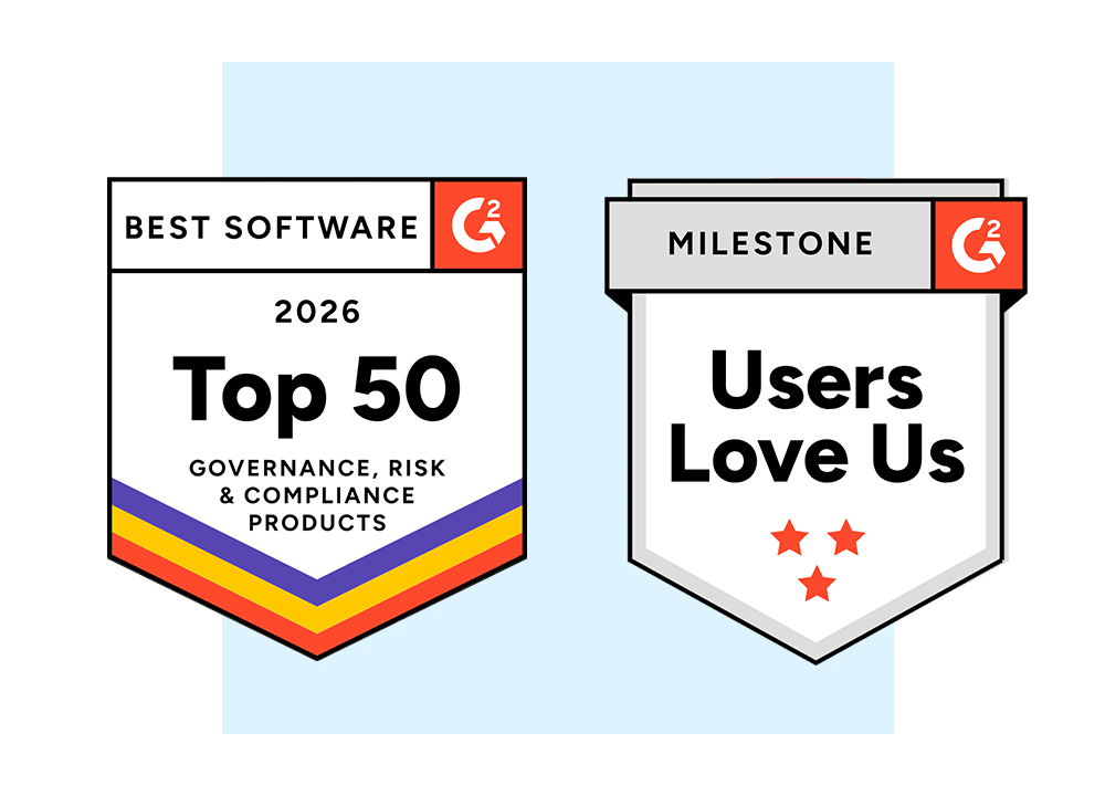 G2 badge awarded to Descartes Denied Party Screening as a top 50 best software for managing compliance risk