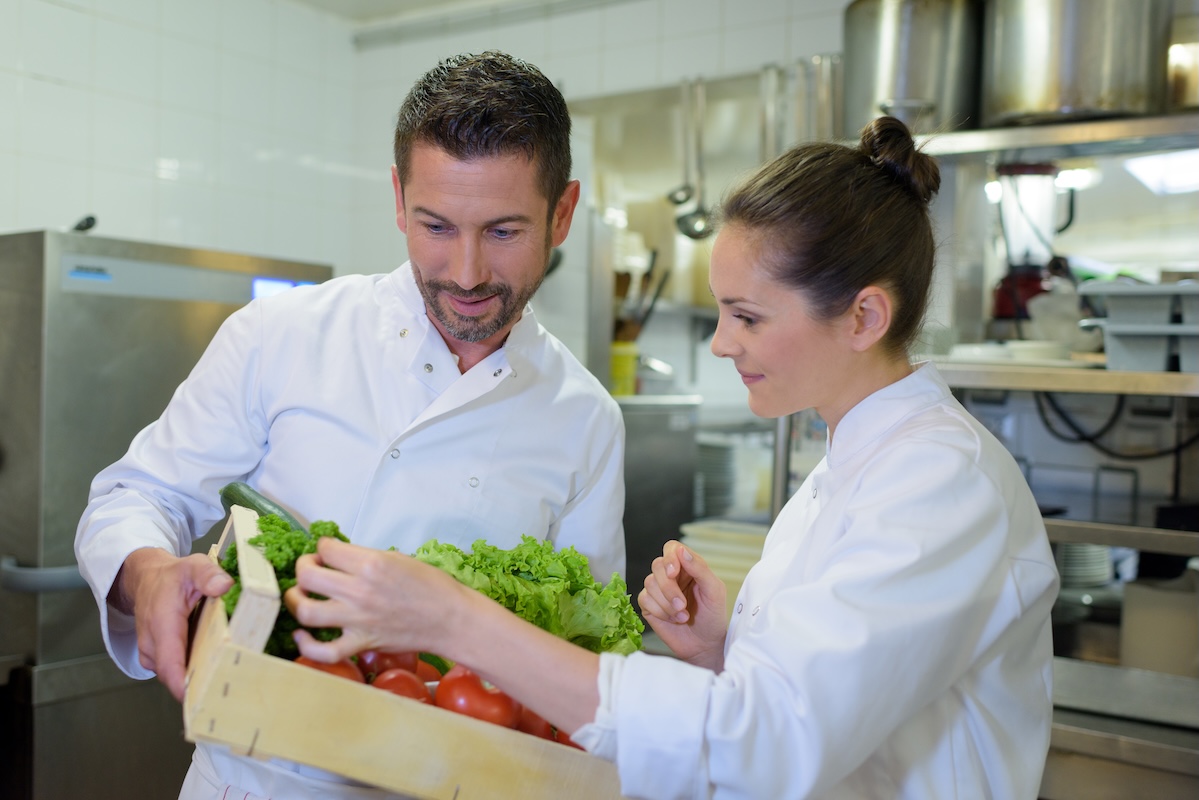 Chef receives fresh food delivery