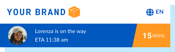 Mockup of a delivery tracking portal with your brand colors and logo.
